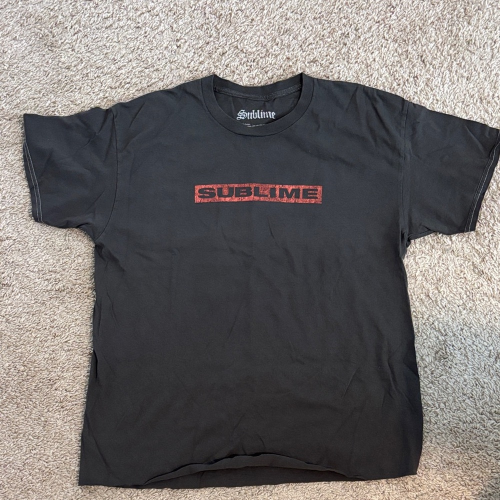 Sublime Black Short Sleeve Logo Tee - Red Print